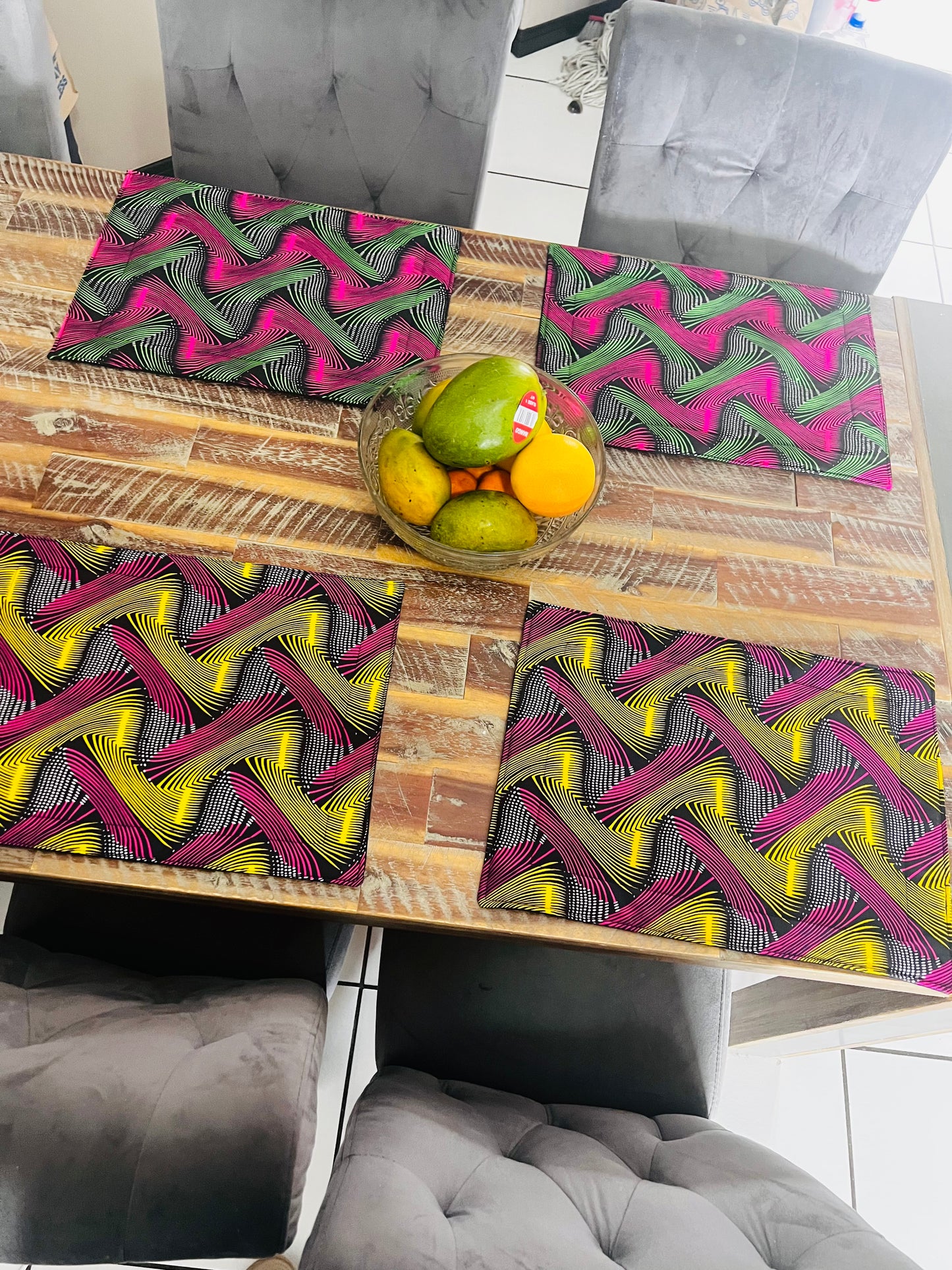 African Print handmade padded placemats