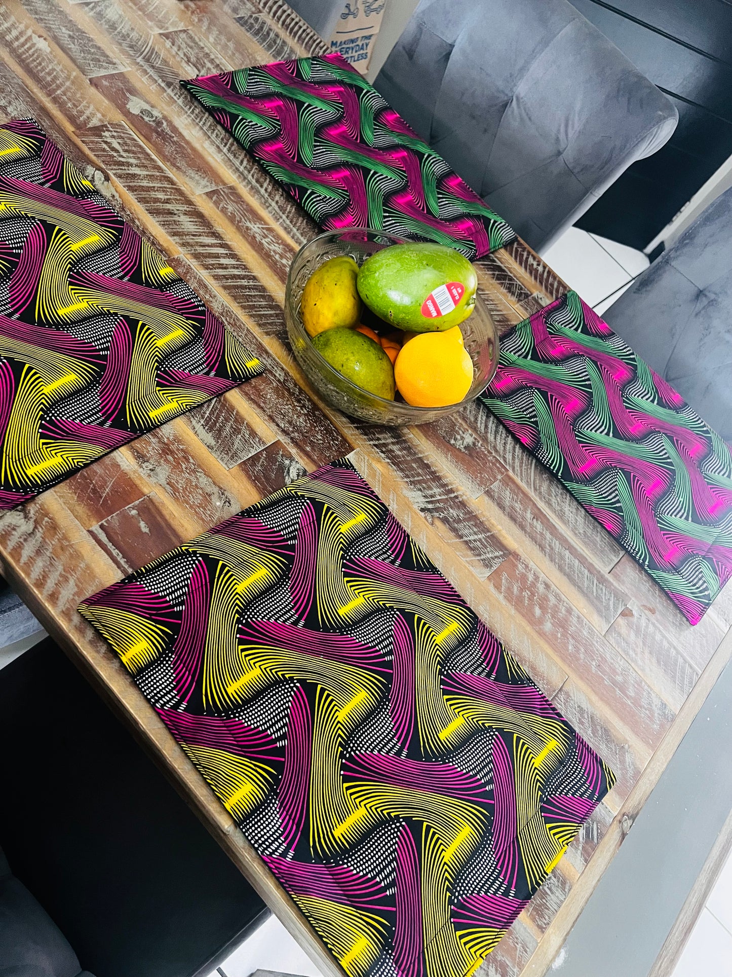 African Print handmade padded placemats