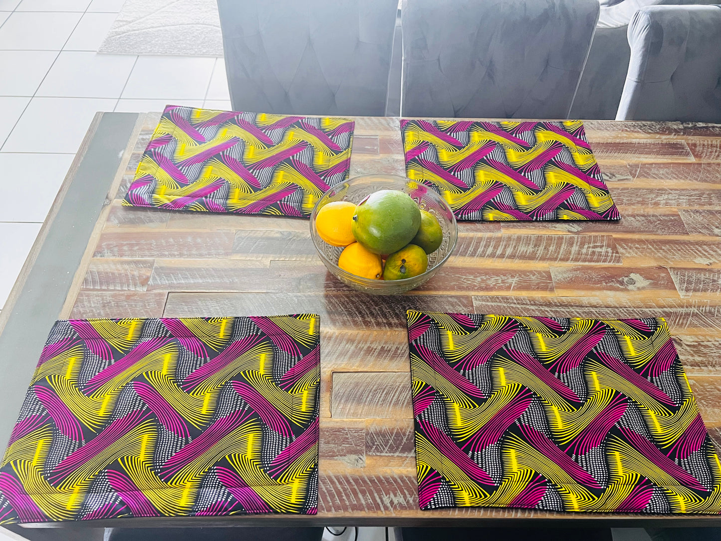 African Print handmade padded placemats