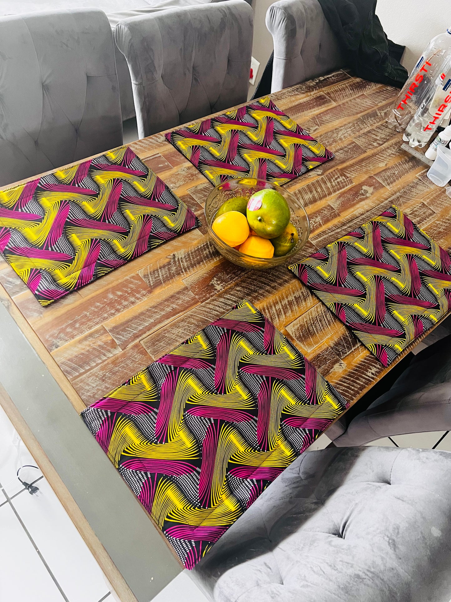 African Print handmade padded placemats